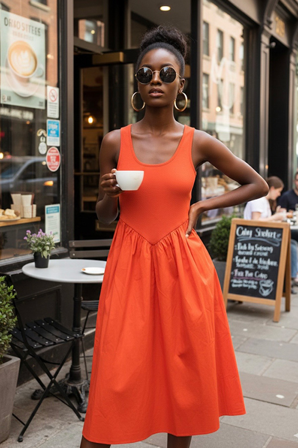 Dark-Orange-Dress-Home